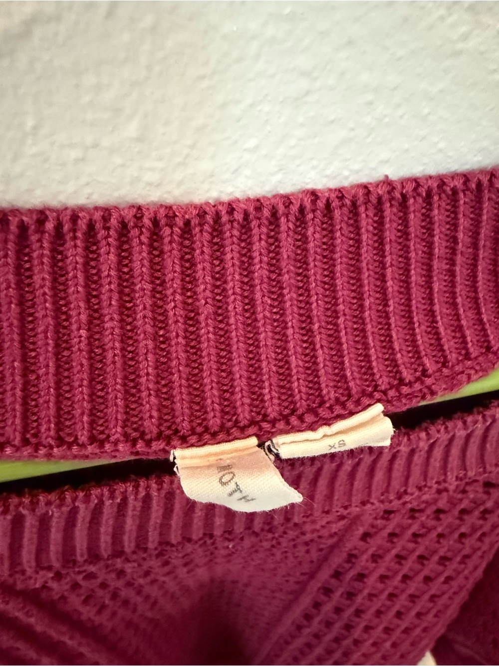 Moth Womens Raspberry Open-Knit Crew Sweater - Picture 2 of 6